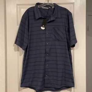 New Travis Mathew “Smoke Bomb” button down shirt Blue  XL X Large